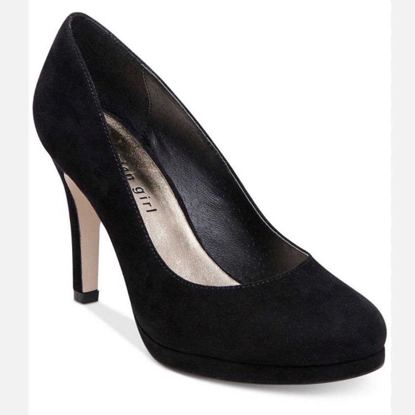 Nib Madden Girl Dolce Black Fabric Suede Low Platform Pump Heels
